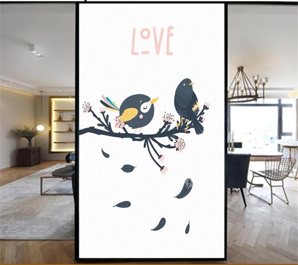 Static Cling Decorative Windows Privacy Film Cute Bird Stained Glass Window Stickers Window Cling Window Tint 14 (as the picture,40x60cm WxH)