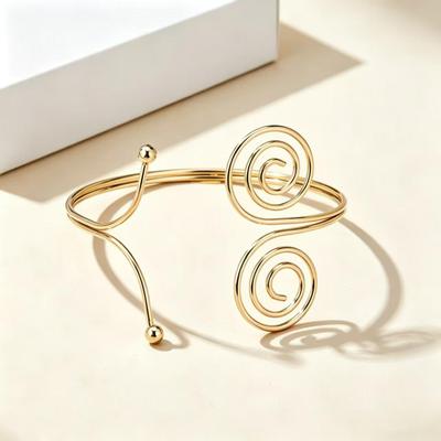 Bracciale Metallico a Spirale Regolabile a Doppio Strato, Nuovo e Creativo, Transfrontaliero, per Stili Europei e Americani alla Moda