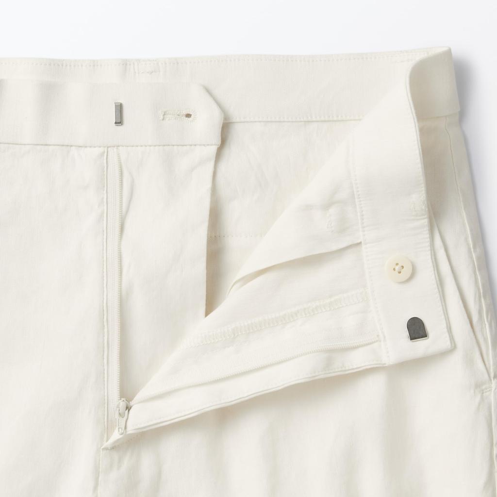 MUJI Women's Hemp Blend Stretch Straight Pants, Off-White, Size XL, BE1QVA4S