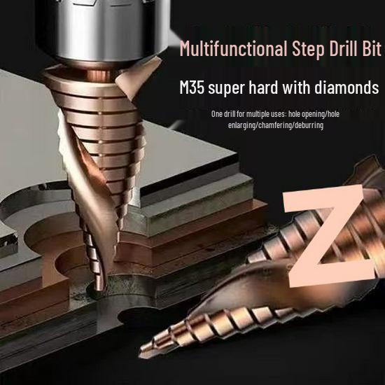 Burghiu Pagoda din oțel inoxidabil cobalt: Burghiu Treaptă Multifuncțional pentru Metal, Lemn și Plastic