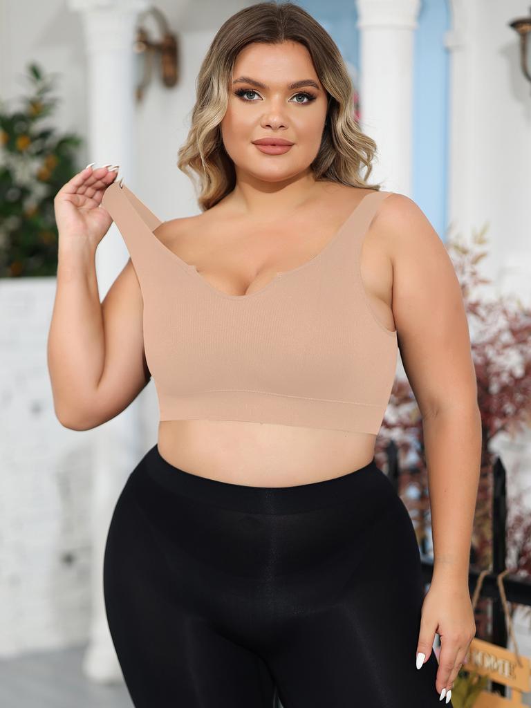 Damen Übergrößen Unterwäsche BH ist bequem, ohne Bügel, gerafft, um die seitliche Brust zu schließen, und verhindert Erschlaffung HAUT 1XL-4XL