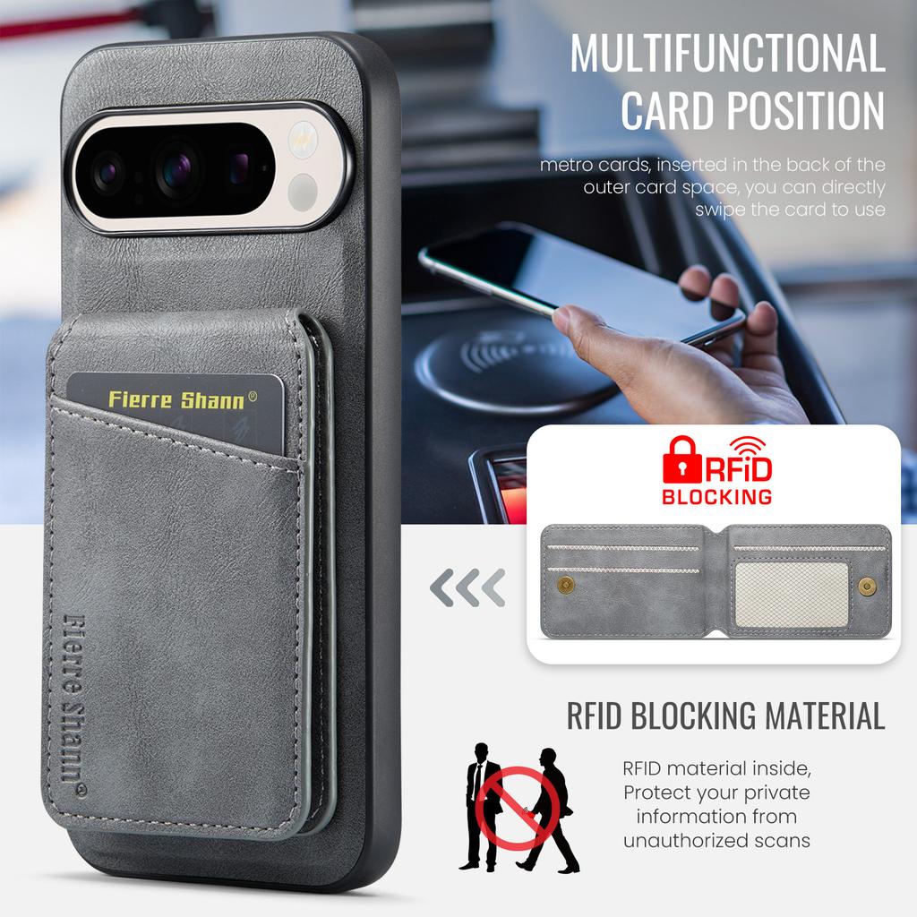 Detachable Wallet Luxury Leather Phone Case for Google Pixel 9 Pro XL 8 7 9A 8A 7A Magnetic Charging Stand Card Holder Cover