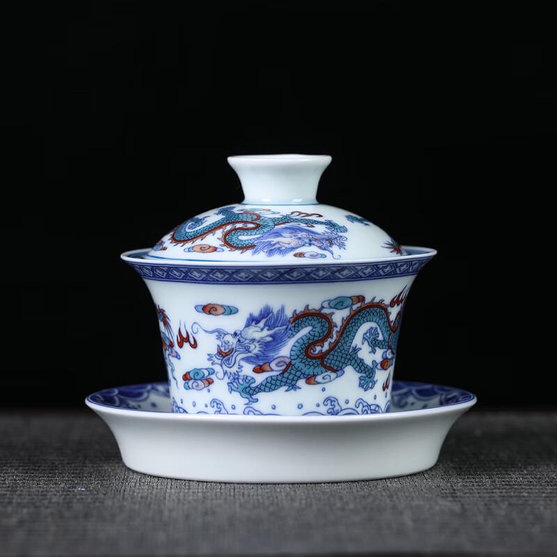 

Su Shi Hand-painted Ceramic Dragon Gaiwan Tea Set