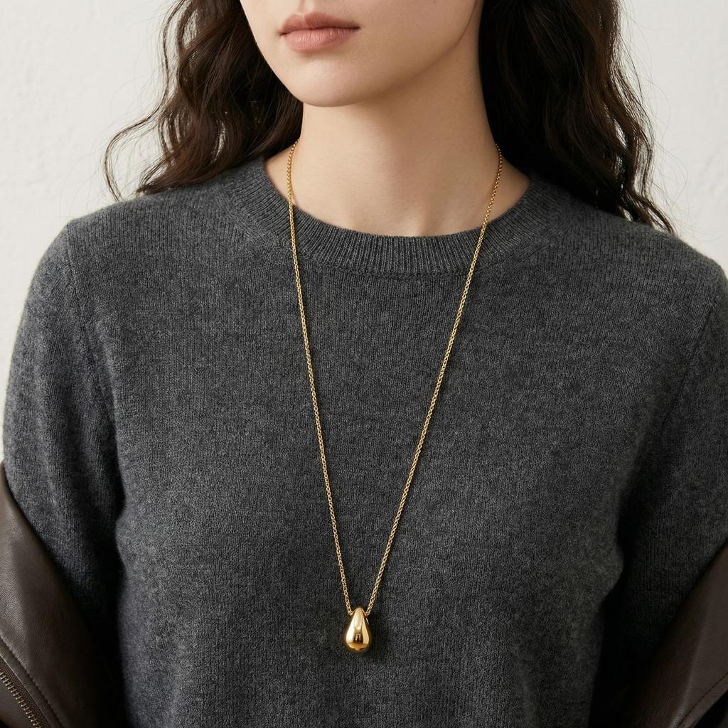 Fashion Waterdrop Pendant Necklace for Women Stainless Steel Snake Chain Necklaces Hip Pop Jewelry Gift
