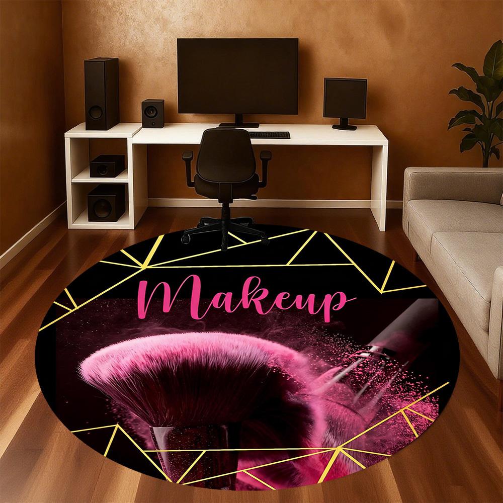 1pc Makeup Brush Round Chair Mat Office Area Rug - Non-Slip, Floor Mat for Office, Bedroom, and Indoor Decor P127282