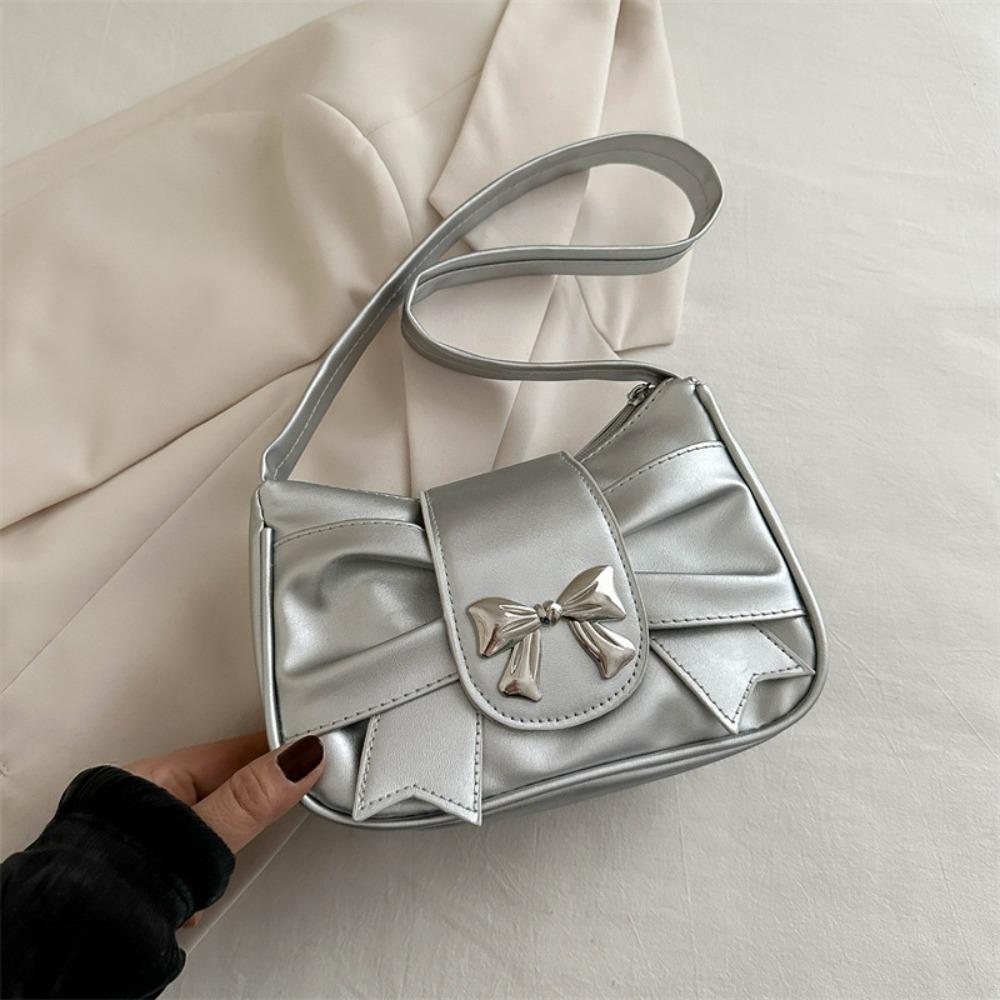Trendy Bow Shoulder Bag Handbag Casual Underarm Bag Daily Commuting Bag PU Leather Lady Banquet Bag Business Women's Bag