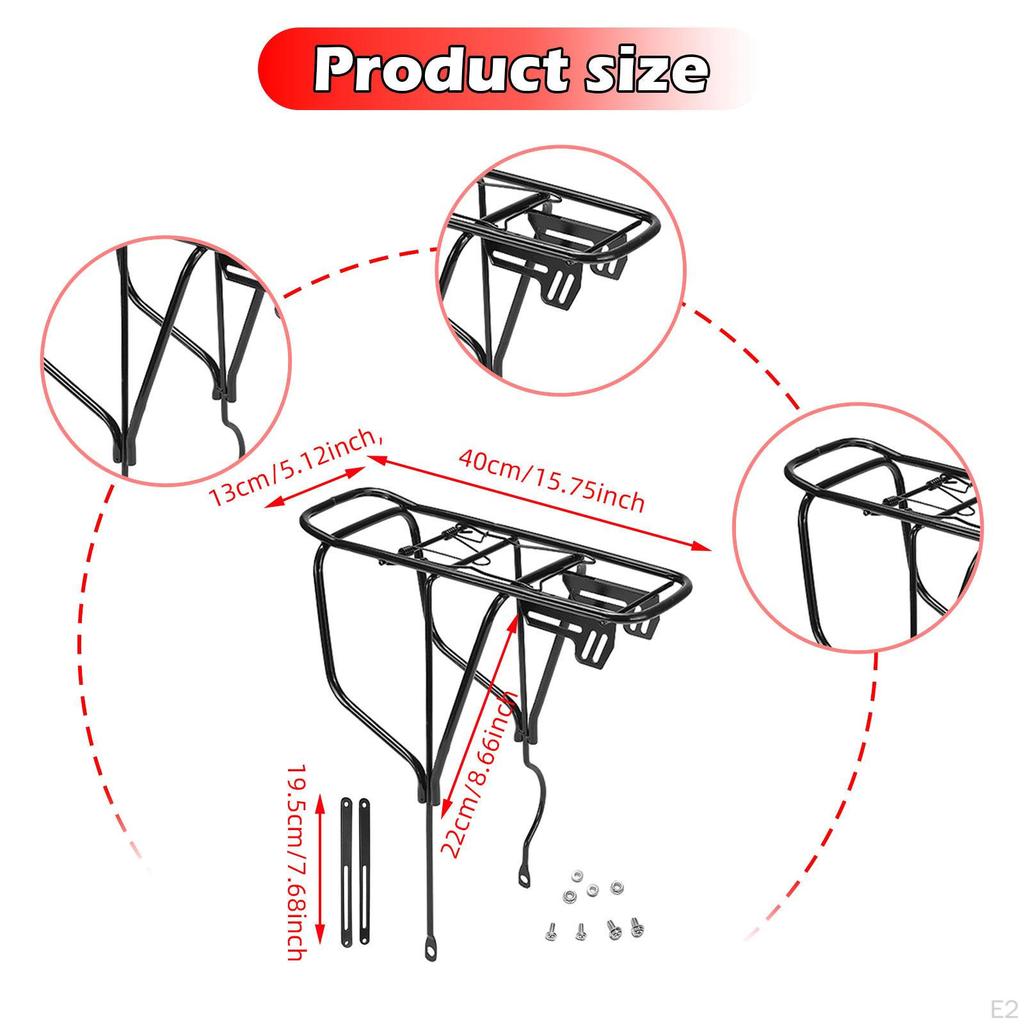 Rear Bike Rack Touring Carrier Frame Carbon Steel Bicycle Luggage Pannier