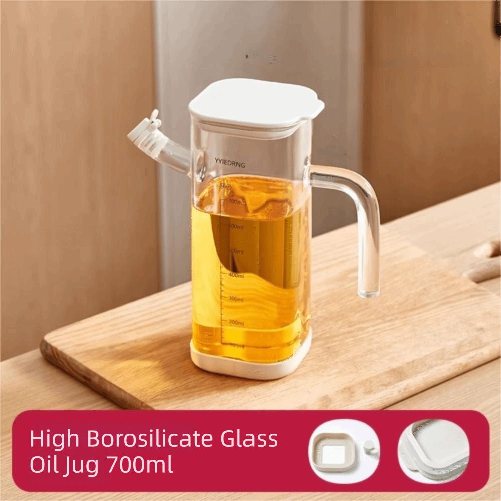 Heat-resistant Glass Oil Bottle with Handle Spice Container Soy Sauce Jars Condiment Storage