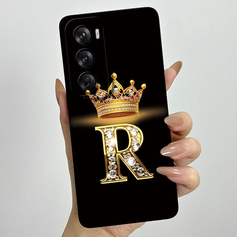 For OPPO Reno 12 Pro 5G Case Crown Letters Liquid Silicone Phone Cover For OPPO Reno12 Reno 12 12Pro Coque CPH2625 CPH2629 Funda