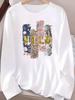 (Asian Size) Women T Shirt Tee Lady Printed Trend Cute 90s Female Clothing Casual Fashion Top Long Sleeve Graphic T-shirts