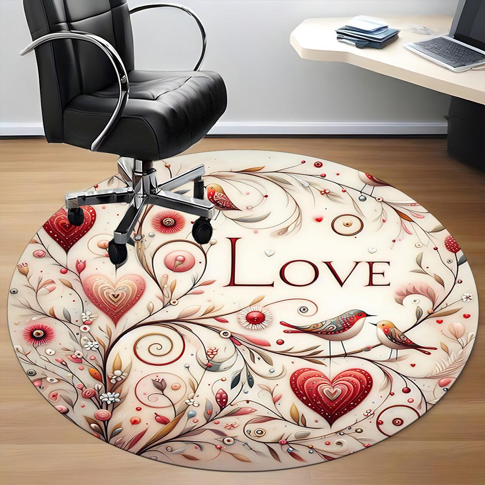 1pc Love Birds Office Round Area Rug,  Mat Suitable ForOffice, Under Office Chairs Bedroom Living Room Home Decor, Room Deco