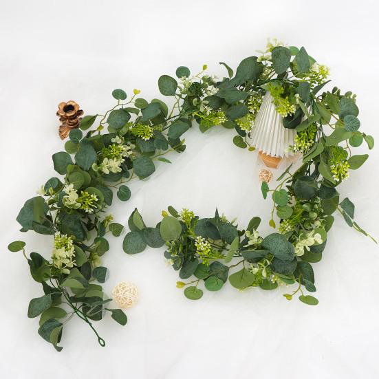 6FT Artificial Eucalyptus Garland Fake Eucalyptus Leaves Greenery Garland Faux Hanging Plants Vines for Wedding Backdrop Arch Wall Decor