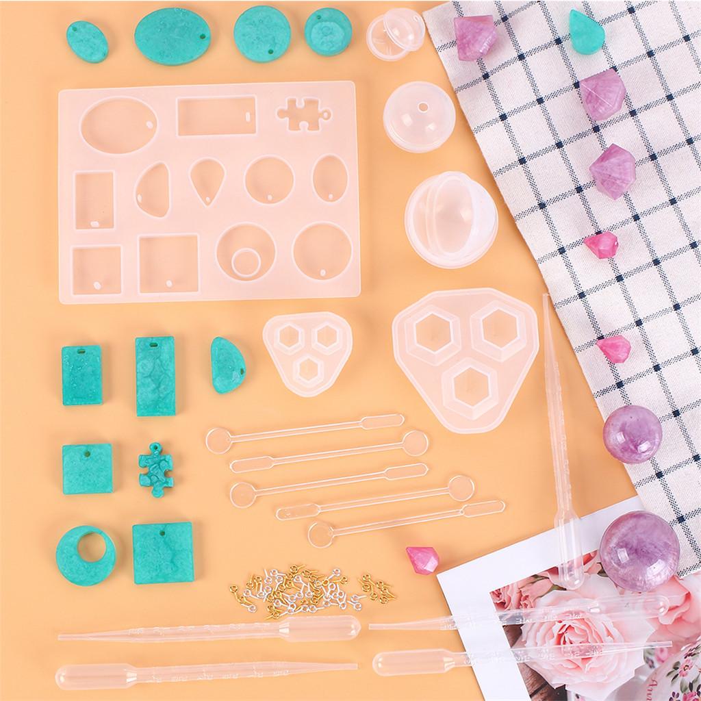 Buy Handmade Crystal Glue Mold Set DIY Crystal Glue Jewelry Mold 66 Pcs Set at affordable prices