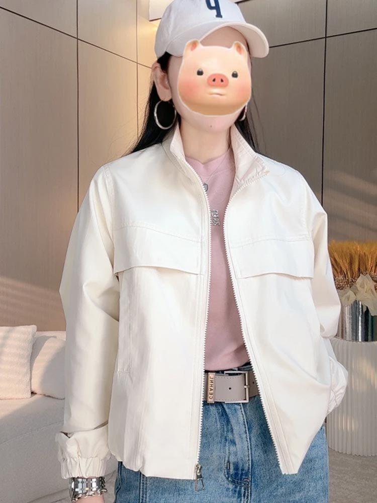 2025 Aurora Wind Casual Women's Petite Versatile Windbreaker Jacket - Spring/Autumn Solid Colors