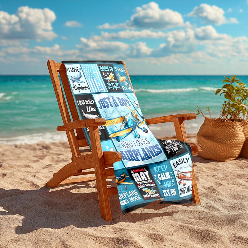 Ultra-Soft Beach Towel with Airplane Theme,Ideal for Pool - Camping, Diving - Perfect Travel Essential, Vibrant Beach Towel.