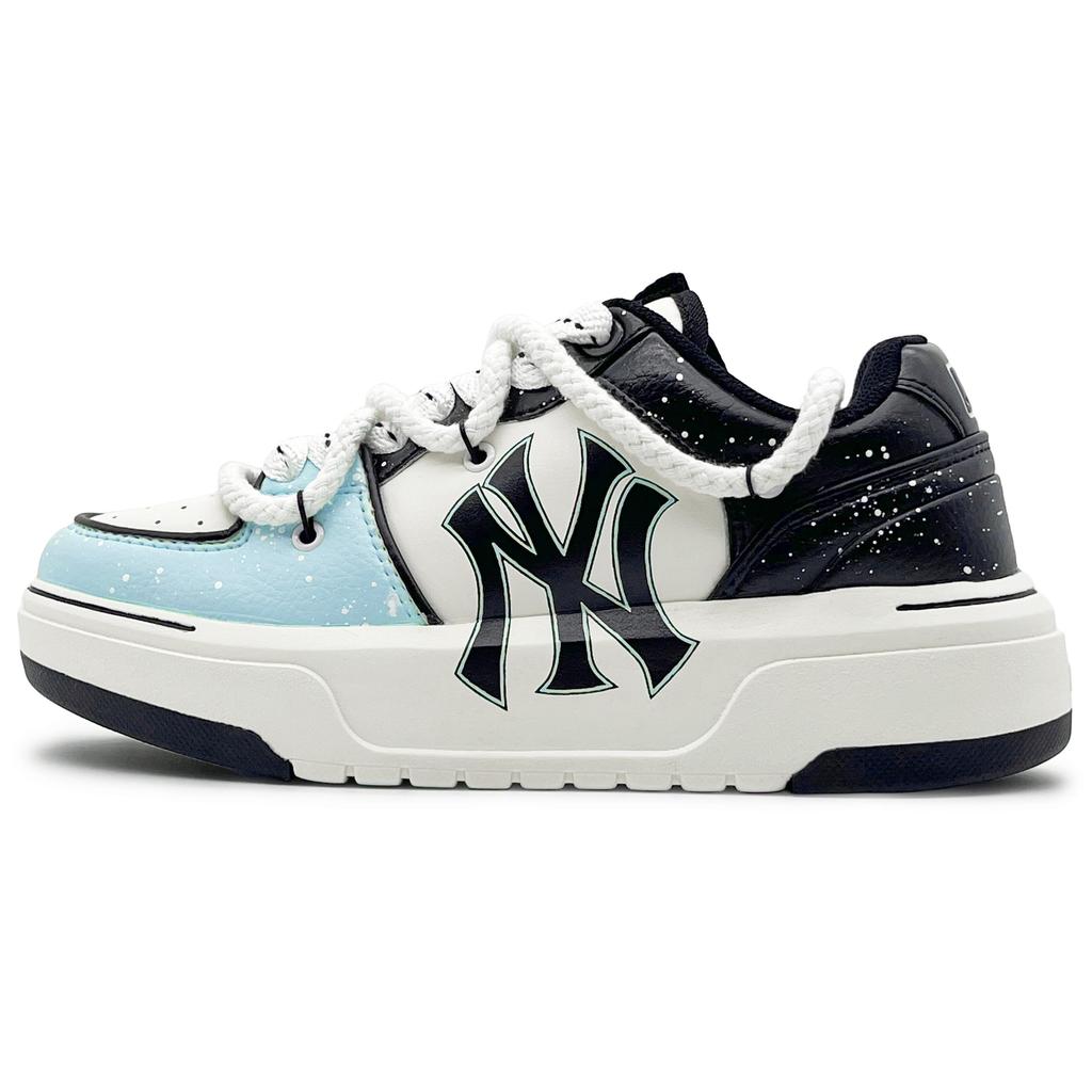 MLB Chunky Liner PU Abrasion Resistant Height Increasing Low Top Skateboard Shoes Unisex Black White Blue 3ASXCA12N-50WHS(Team131-)