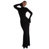2023 Autumn/Winter Women's Fashion: Sexy Backless Slim-Fit Round Neck Long Sleeve Dress