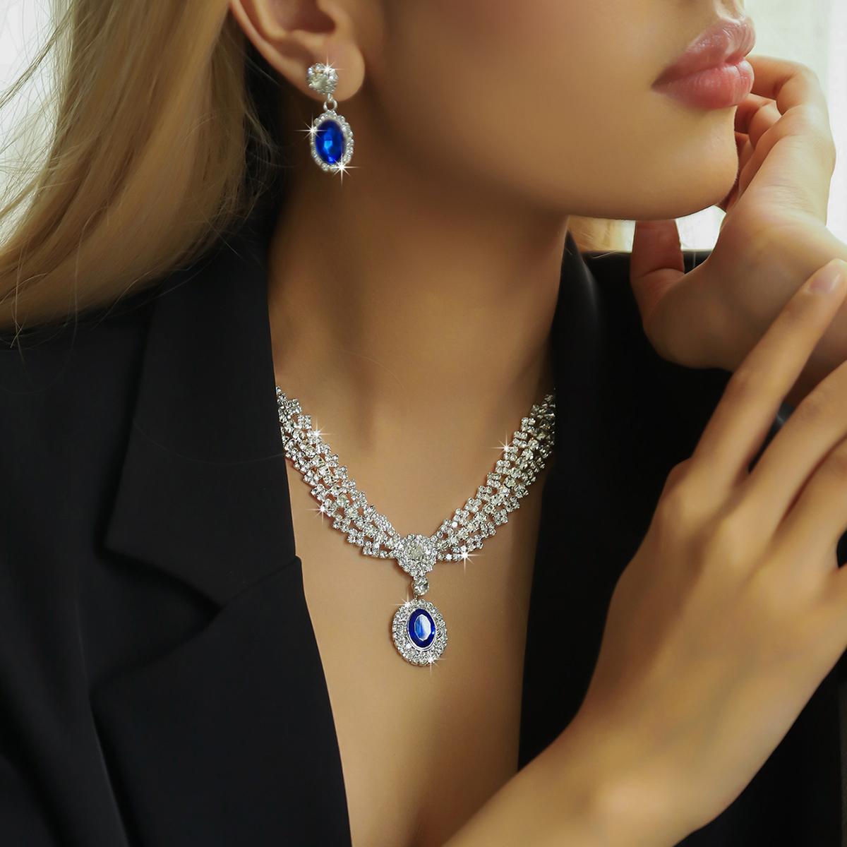 

3 шт. Женская модная медная цепочка с когтями, серия «Волна», циркониевое ожерелье, серьги, циркониевый набор, свадебный банкет, вечеринка, праздничный подарок