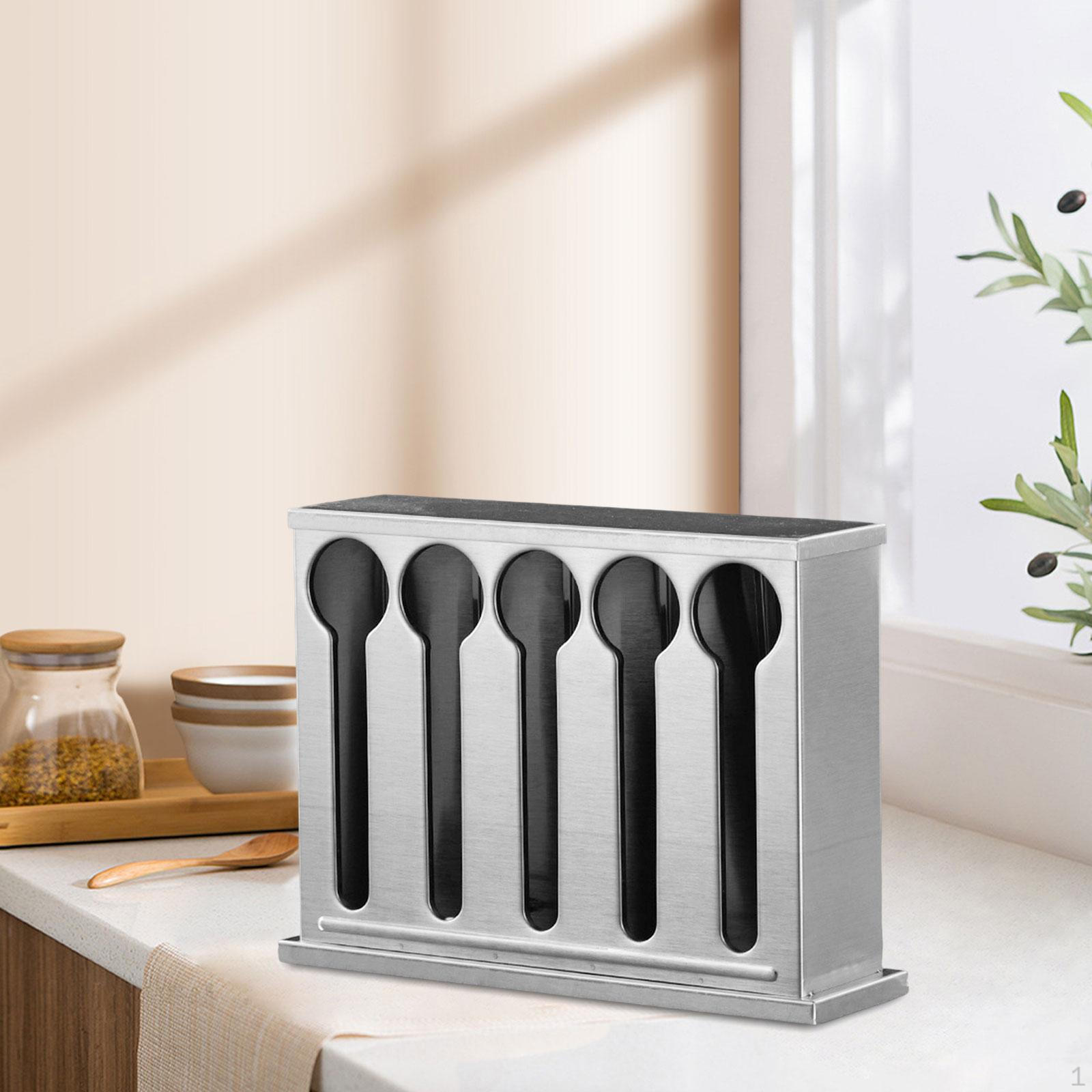 Cutlery Organizer, Spoon Storage Box, Utensil Dispenser, Dispenser 5 Compartment