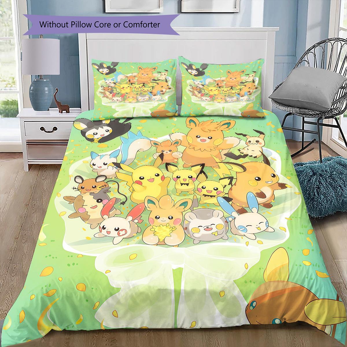 

Pokémon All-Star Healing Illustration Bedding Set, 1 Duvet Cover & 2 Pillowcases, Cozy Bedroom, Great Gift for Fans 135x200cm