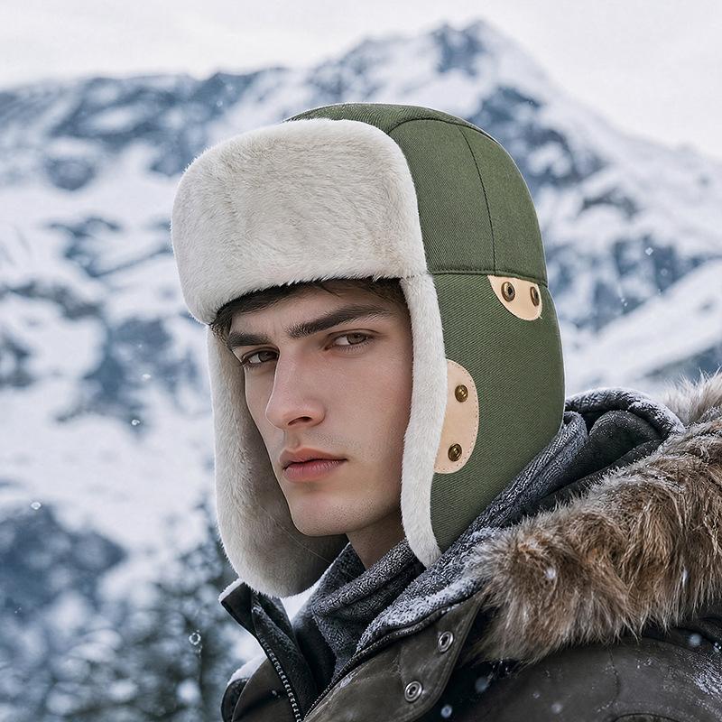 Unisex Winter Warm Trapper Hat with Ear Flaps Windproof Outdoor Cap
