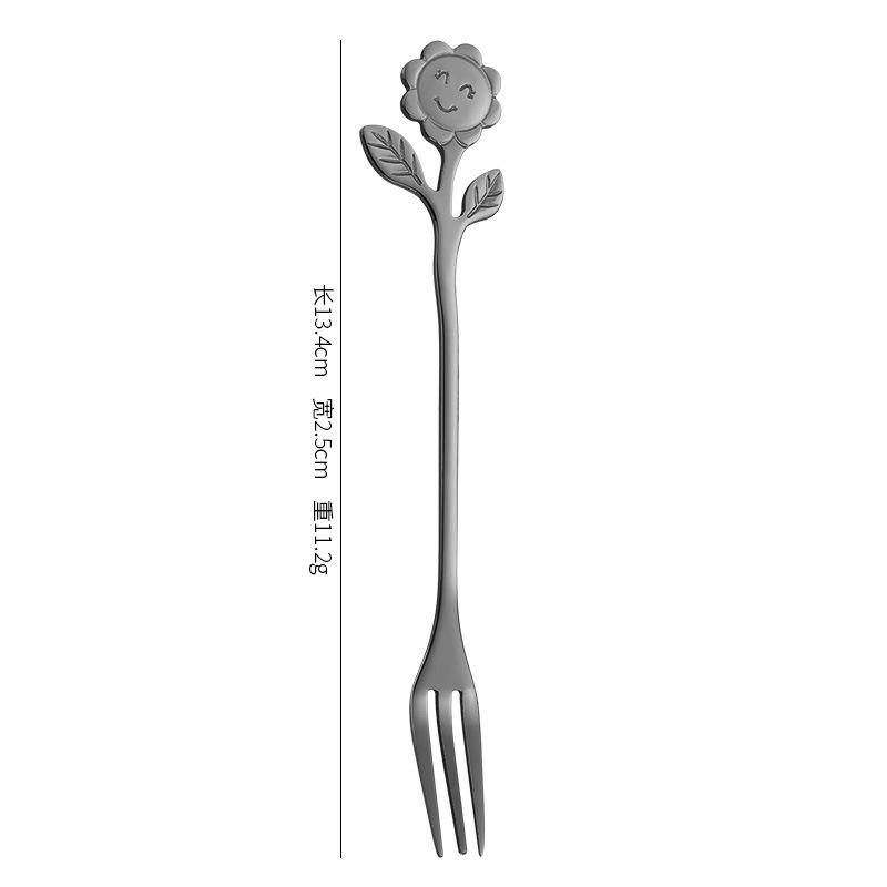 Lovely Stainless Steel Spoon Smiley Sunflower Handle Coffee Spoon Fork Dessert Ice Cream Spoon Tea Spoon Kitchen Accessories4