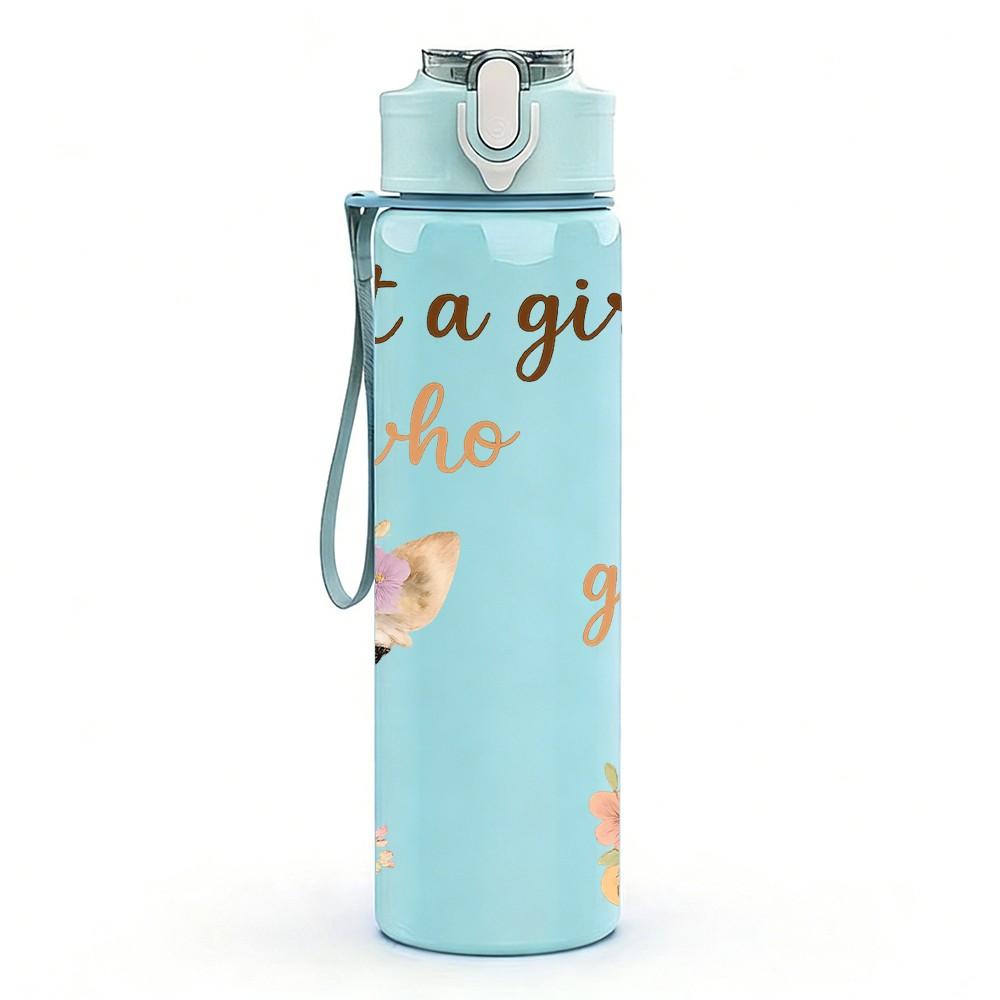 1PC Girl Who Loves Giraffes 750ml Color Plastic Sports Water Bottle Leakproof Flip Straw Lid Suitable for Sports Office Home Use