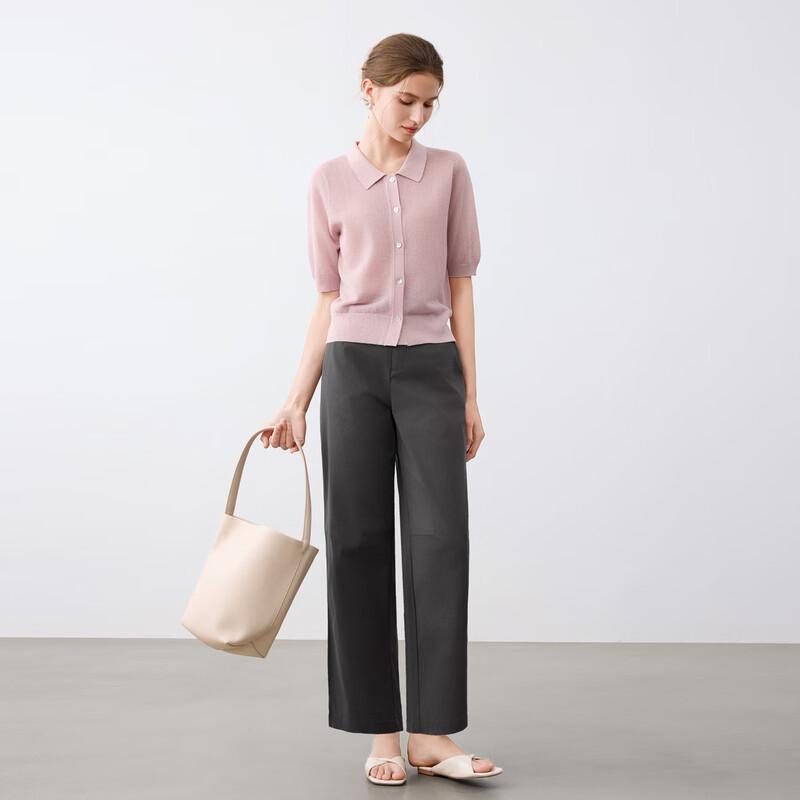 Elva' Island Women's Thin Short-Sleeve Knit Polo Cardigan