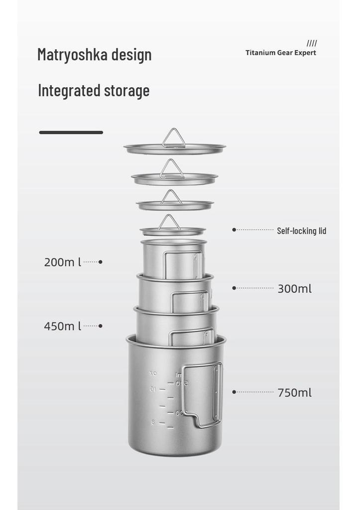 Portable Titanium Camping Mug with Lid - Folding Handle, Single Layer, Anti-scalding Design for Outdoor Travel