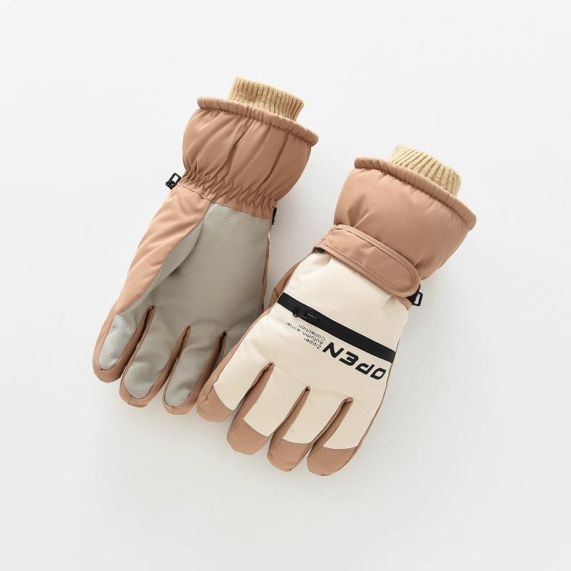 Touch Screen Waterproof Ski Gloves Women's Winter Korean Version Cold-proof and Warm Cycling Cotton Men's Thickened Velvet Student Electric Car