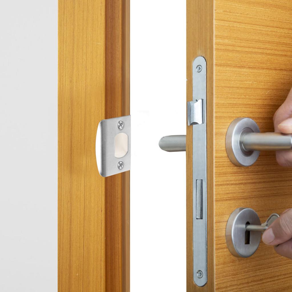 4 Sets Stainless Steel Door Strike Plate For Lock Guide Plate Cover Front Door Reinforcement With Screws Deadbolt Cover Door