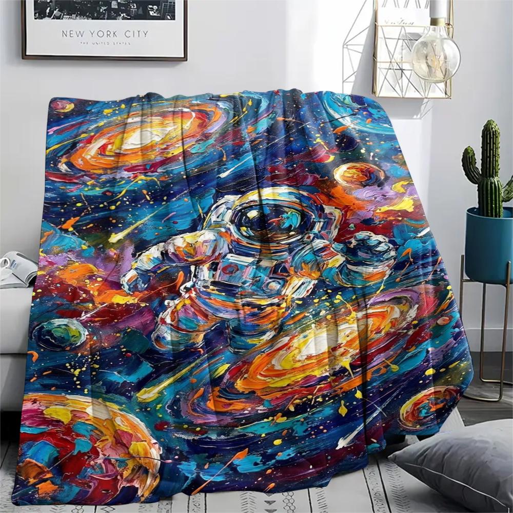 1 Stück Flanelldecke mit Weltraum-Print, Hohe Qualität, Bequem für alle Jahreszeiten, Heimdekoration, Wärme und Komfort, Perfekt für Weihnachtsgeschenke W161