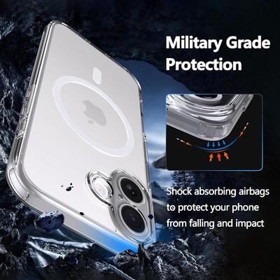 Strong Magnetic For Magsafe Case For iPhone 17 Air 16 16e 15 14 Plus Pro Max Wireless Charging Clear Hybrid Hard Cover Case