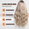 Cross-Border Water Wave Wigs European American Women's Fashionable Synthetic Hair Wig Brown Gradient Color Bangs Long Curly Hair