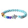 6mm 7 Chakra Beads Bracelets Lucky Evil Eye Hand Of Fatima Women Men Natural Lava Stone Agates Bracelet & Bangle Prayer Jewelry