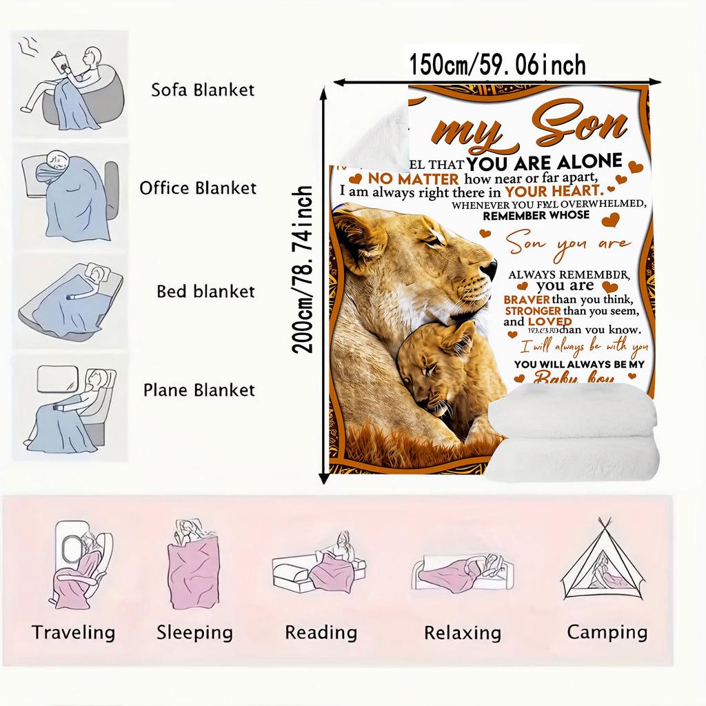 Lion Printed Blanket-Soft and comfortable flannel blanket. A gift for family on Christmas, Valentine's Day and Mother's Day.