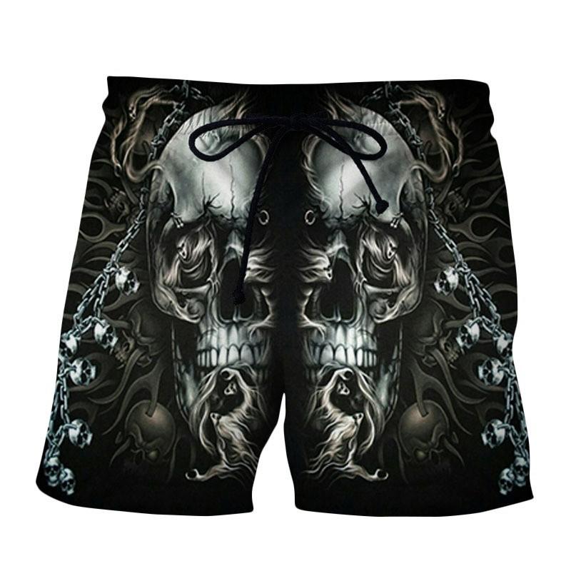 Summer 3D Skull Pattern Print Shorts Fashionable Casual Beach Men's Shorts