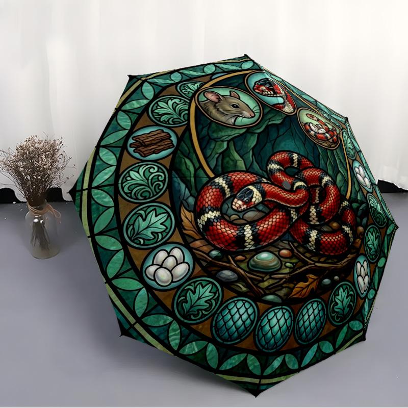 Snake Life Cycle pattern umbrella, portable and foldable design, 8 ribs, a casual accessory for Halloween, Christmas, and birthday gifts.