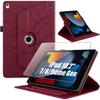 Coque + Verre Trempé Pour iPad 10,2 Pouces (7/8/9ème Gen) Rotatif Motif Arbre Cuir PU Rouge