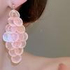 1 Pair Long Style Multi-Layer Drop Earrings Translucent Metal Needle Design Artificial Crystal