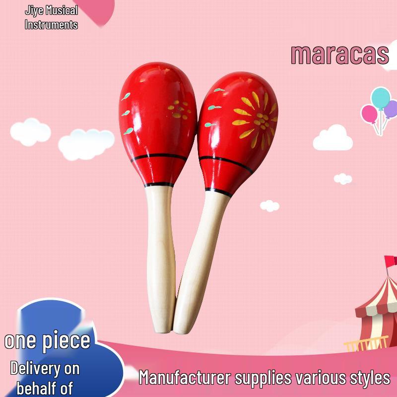 

Wooden Colorful Maraca for Children s Early Education красный