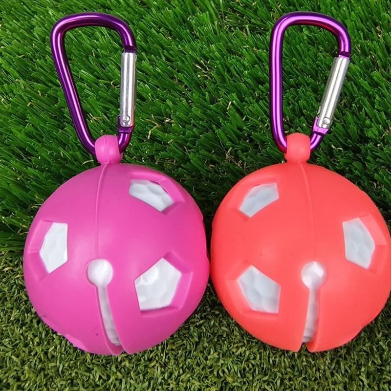 Silicone Golf Ball Holder Protective Bag with Aluminum Hook Golf Ball Storage Sleeve Waist Holder Golf Accessories