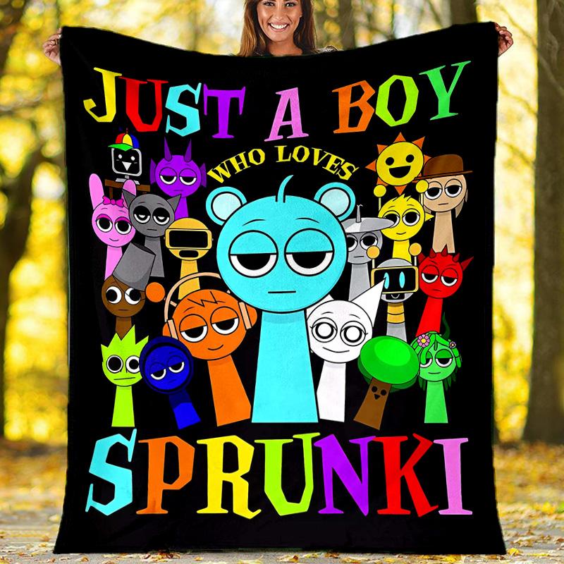 1pc SPRUNKI2 Theme Blanket - Digital Print, Polyester, Cozy for All Seasons, Perfect for Outdoor, Camping, and Travel