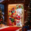 Christmas Door Cover Decorations Santa Claus Send Gift Background Banner for Indoor Outdoor Home Porch Holiday Decor Supplies