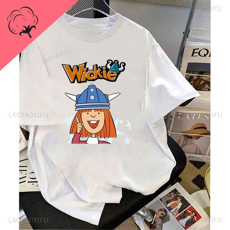 VickyLa Vichinga Wickie Maglietta GerUnisex Serie TV Anni '80 Cartone Animato Stampa Vintage Top Ragazzo Ragazza Abbigliamento in Cotone Camisa Magliette Grafiche