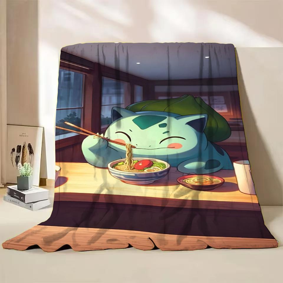 Pokemon Bulbasaur Flannel Throw Blanket for Bed Sofa Home Bedroom Office Travel Children's Cover Blankets Kids Winter Warm Gifts