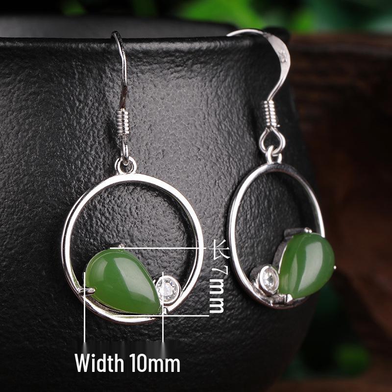 

Элегантные серьги-капли из стерлингового серебра 925 пробы с жадеитом и сертификатом 925 Silver