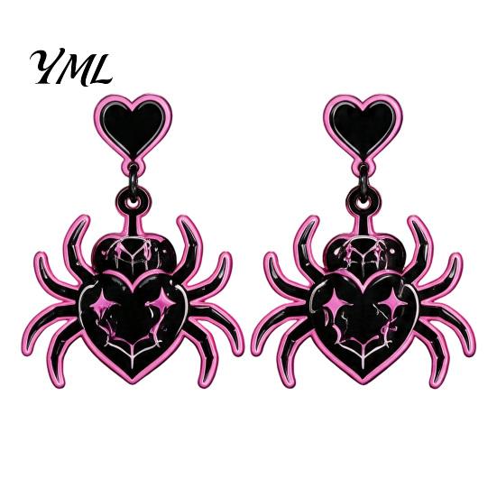 Lightweight Acrylic Jewelry 1 Pair Halloween Theme Earrings for Women, Gothic Pink Spider Party Accessories Dangle Drop Earrings, Spooky Holiday