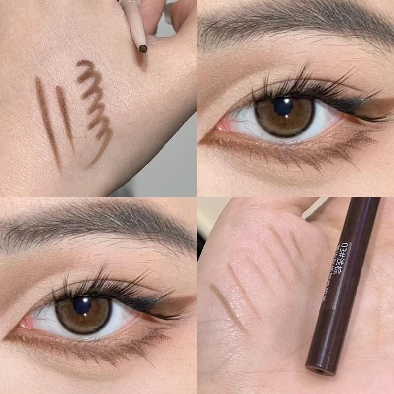 Soft Smooth Red Brown Eyeliner Gel Pencil Cream Matte Ultra-Fine Round Tip Outline Eyes Silkworm Liner Easy To Color Waterproof