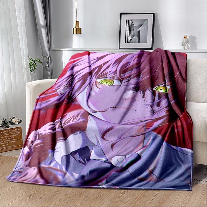 Anime Chainsaw Man Blanket Makima Pochita Power Character Flannel Blanket Comfortable Warm Blanket Gift for Family Friend